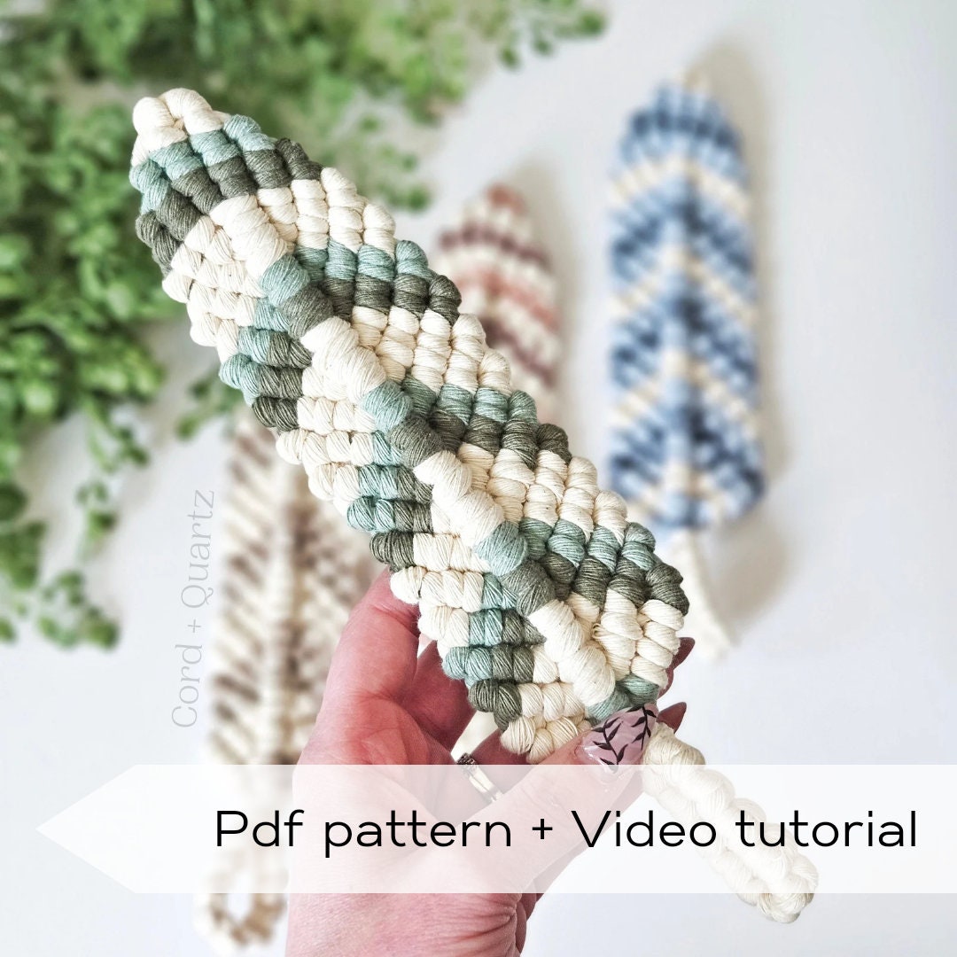 Macrame feather PDF pattern + Video tutorial. Beginner friendly macrame pattern